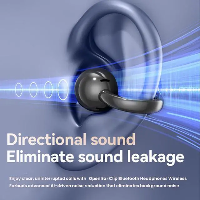 Alt view image 3 of 7 - M100 Clip on Ear Headphones with Audio-visual Future Touch Screen, Smart Touchscreen Bluetooth Earbuds, Open Ear Clip Bluetooth Headphones Wireless Earbuds for Music & Phone Calls (Black+Purple)