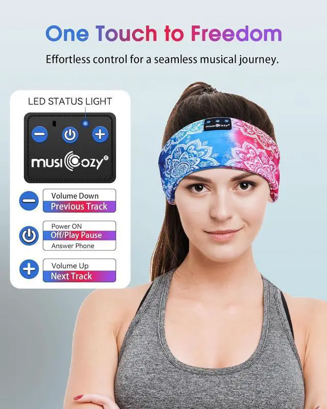 Alt view image 6 of 7 - MUSICOZY Sleep Headphones Bluetooth 5.4 Headband, Sports Wireless Earphones Sweat Resistant Earbuds Sleeping Headphone with Ultra-Thin HD Stereo Speaker for Workout Running Cool Gadgets Unique Gifts
