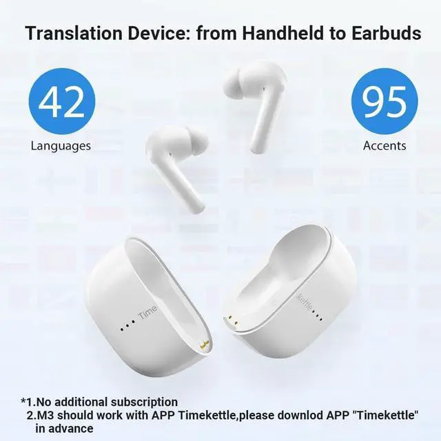 Alt view image 2 of 7 - Timekettle M3 Language Translator Earbuds, Two-Way Translator Device with APP for 40 Languages and 13 Offline Translation Packs, Fast Reaction with Revolutionary Al Semantic Tech (Offline Version)