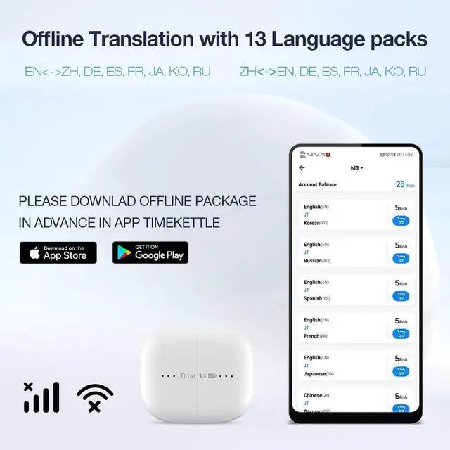 Alt view image 6 of 7 - Timekettle M3 Language Translator Earbuds, Two-Way Translator Device with APP for 40 Languages and 13 Offline Translation Packs, Fast Reaction with Revolutionary Al Semantic Tech (Offline Version)