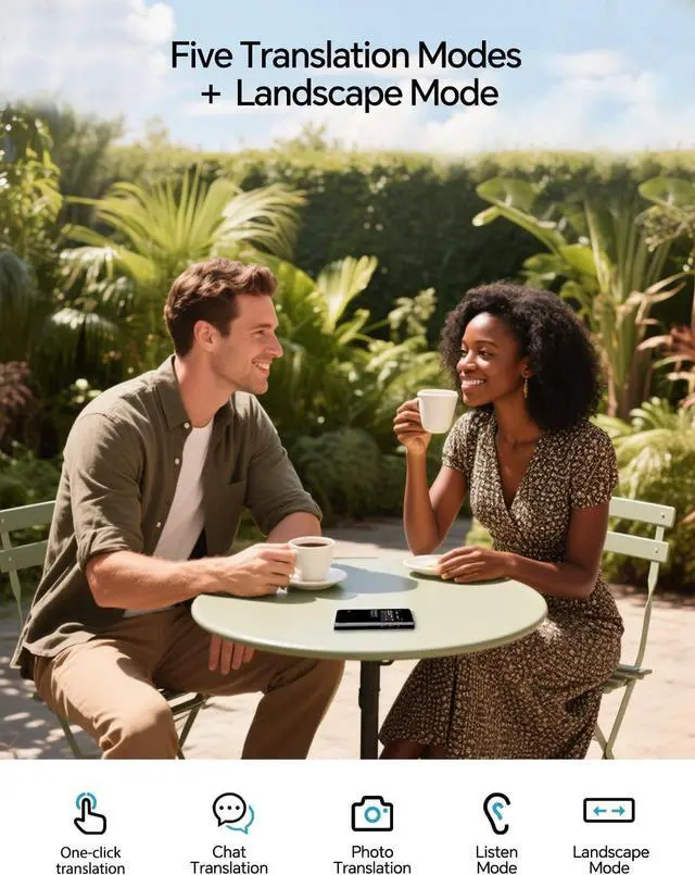 Alt view image 5 of 6 - Timekettle Fluentalk New T1 Translator Device Supports 40 Languages, 31+ Offline Language Pairs, Photo Translation, No WiFi Needed, 2-Year Global Data, 4" HD Screen for Travel