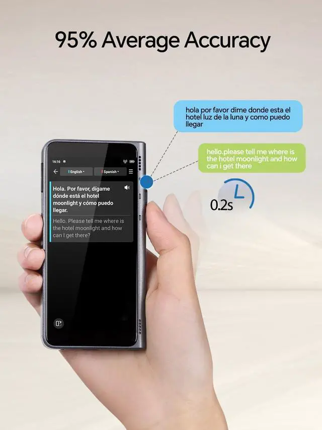 Alt view image 4 of 6 - Timekettle Fluentalk New T1 Translator Device Supports 40 Languages, 31+ Offline Language Pairs, Photo Translation, No WiFi Needed, 2-Year Global Data, 4" HD Screen for Travel