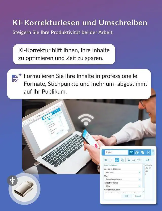 Alt view image 5 of 7 - AI VoiceWriter  Smart Dictation & AI Writing Assistant for Windows & Mac | USB Dongle & Mobile App for Voice Input, Proofreading, Rewriting & Multilingual Support
