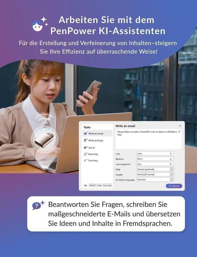 Alt view image 6 of 7 - AI VoiceWriter  Smart Dictation & AI Writing Assistant for Windows & Mac | USB Dongle & Mobile App for Voice Input, Proofreading, Rewriting & Multilingual Support