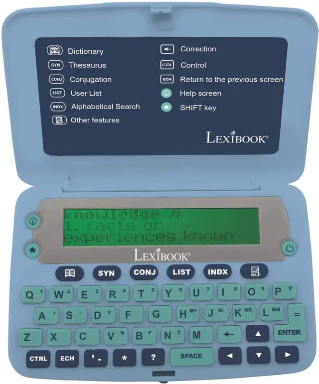 Main image of LEXiBOOK D650EN The English Dictionary, Definitions, Thesaurus, Grammar, Phonetic Spellchecker, with Battery, Blue/Grey