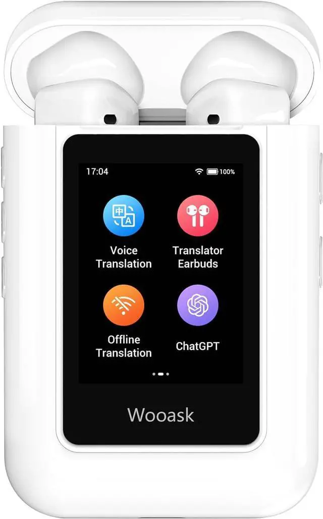 Main image of Wooask ChatGPT Translator Earbuds A8 TransBuds | AI Offline Translator with Touchscreen & Independent Operation | No App Needed | Real-Time Translation in 144 Languages | in-Ear & Speaker Modes