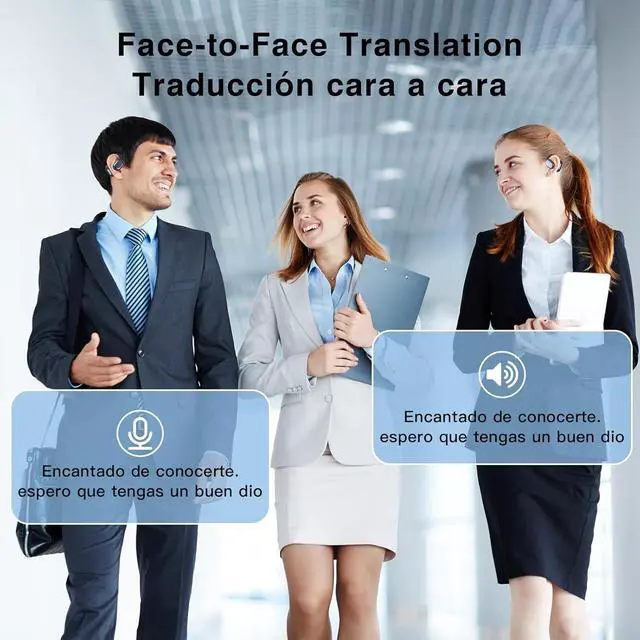 Alt view image 6 of 7 - ZIHNIC S05A Wireless 3-Mode Translation Earphones - Real-Time Language Translation, 135 Languages Included, Comfortable Ear Hooks, IPX5 Waterproof, Compatible with Phone, Android Phone-Black