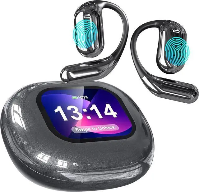 Main image of AI Real-Time Translation Earbuds, Wireless Bluetooth Earbuds with 144 Languages, Two-Way Translator Earbuds, Noise Cancelling, with LCD Touch Screen for Pad Tablet Laptop Android/iOS Phones, Gray