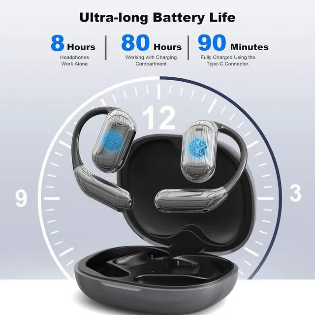 Alt view image 6 of 7 - AI Real-Time Translation Earbuds, Wireless Bluetooth Earbuds with 144 Languages, Two-Way Translator Earbuds, Noise Cancelling, with LCD Touch Screen for Pad Tablet Laptop Android/iOS Phones, Gray