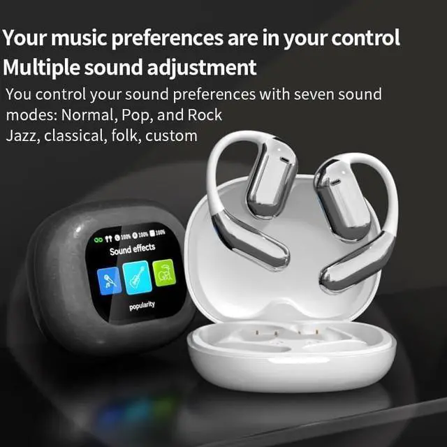 Alt view image 7 of 7 - AI Real-Time Translation Earbuds, Wireless Bluetooth Earbuds with 144 Languages, Two-Way Translator Earbuds, Noise Cancelling, with LCD Touch Screen for Pad Tablet Laptop Android/iOS Phones, Gray