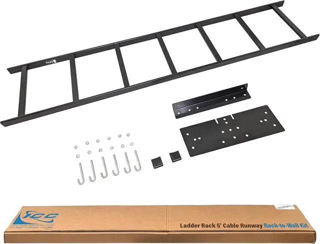 Main image of Ladder Rack 5-Foot Cable Runway Network Rack-to-Wall Mount Kit  Includes 5' Ladder Rack, Mounting Brackets & Hardware, Made in USA
