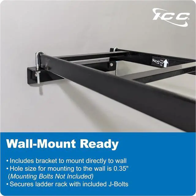Alt view image 4 of 7 - Ladder Rack 5-Foot Cable Runway Network Rack-to-Wall Mount Kit  Includes 5' Ladder Rack, Mounting Brackets & Hardware, Made in USA