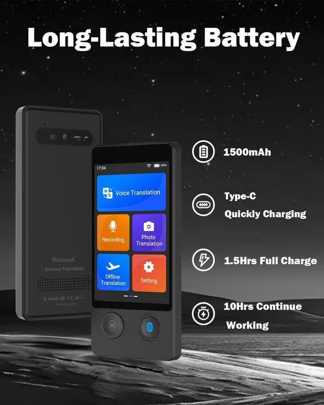 Alt view image 7 of 7 - Wooask Offline Language Translator W12 Upgraded Version No WiFi Needed, Supports 144 Languages Translation Photo Translation High Accraucy Fast Translator