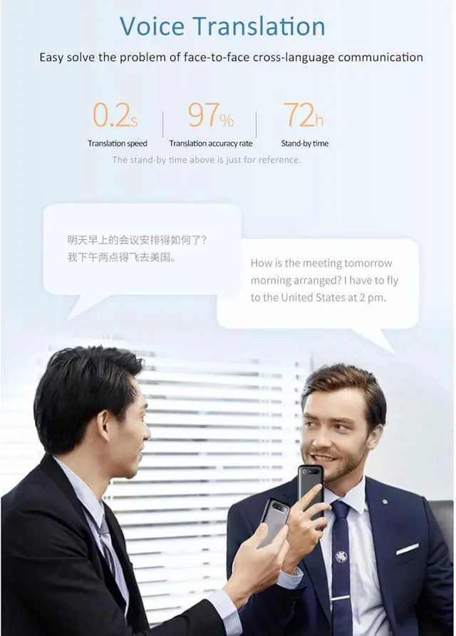 Alt view image 6 of 7 - Docooler Portable Language Translator Device, Voice Interpreter with 134 Languages Voice, Translating 10 Offline Translation Recording Photo Translation for Travel Business Study Use