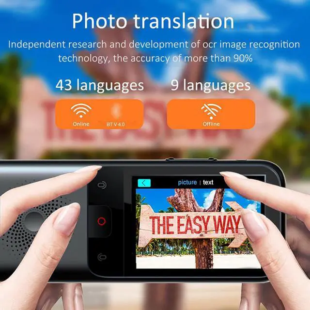 Alt view image 3 of 7 - Docooler Portable Language Translator Device, Voice Interpreter with 134 Languages Voice, Translating 10 Offline Translation Recording Photo Translation for Travel Business Study Use