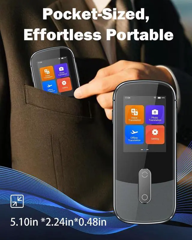 Alt view image 6 of 7 - Wooask Language Translator Device, AI Translator Device W09 No WiFi Needed, Two Way Real Time Translator with 144 Languages, Voice/Offline/Photo Translation for Travel, Business, Learning