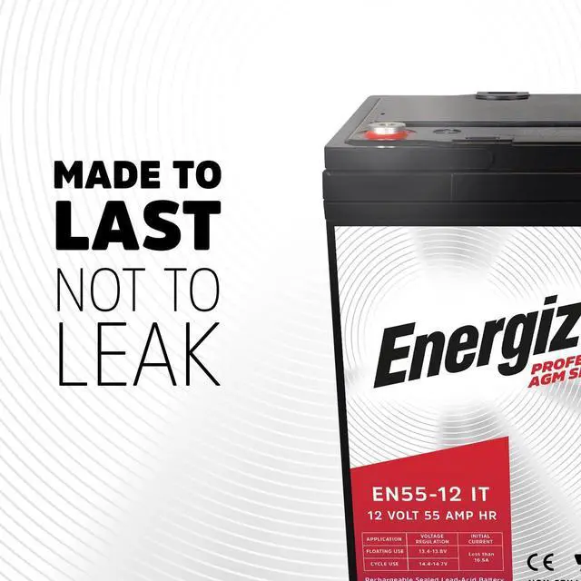 Alt view image 3 of 6 - Energizer EN55-12IT, 12 Volt 55 Amp Hr, Long Lasting Sealed Lead Acid AGM Rechargeable Battery Ideal for Use in Electric Scooters, Wheelchairs, Emergency Lighting, Backup Power, and More