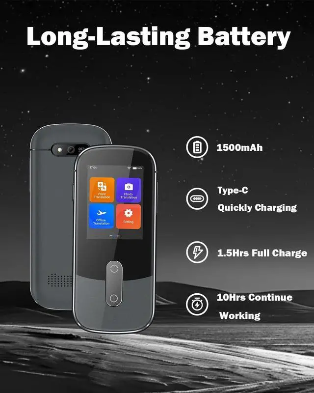Alt view image 7 of 7 - Wooask Language Translator Device, AI Translator Device W09 No WiFi Needed, Two Way Real Time Translator with 144 Languages, Voice/Offline/Photo Translation for Travel, Business, Learning