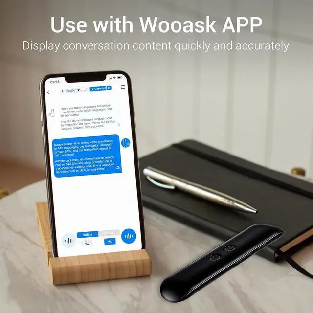 Alt view image 3 of 7 - Wooask G5 Pro Offline Language Translator Device | 138 Languages | Accurate Online and Offline Two Way AI Voice Translation for Travel Business Black