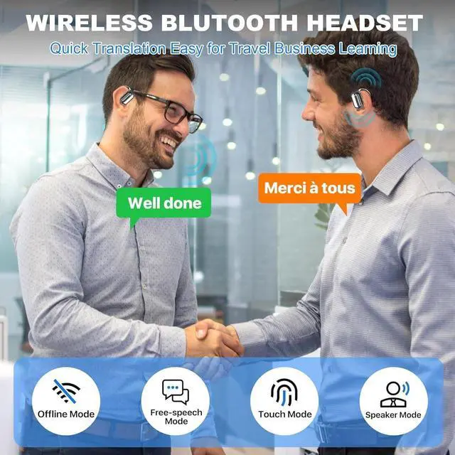 Alt view image 3 of 7 - AI Real-Time Translation Earbuds, Wireless Bluetooth Earbuds with 144 Languages, Two-Way Translator Earbuds, Noise Cancelling, with LCD Touch Screen for Pad Tablet Laptop Android/iOS Phones, Silver
