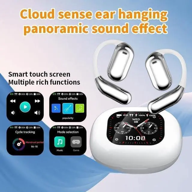 Alt view image 5 of 7 - AI Real-Time Translation Earbuds, Wireless Bluetooth Earbuds with 144 Languages, Two-Way Translator Earbuds, Noise Cancelling, with LCD Touch Screen for Pad Tablet Laptop Android/iOS Phones, Silver
