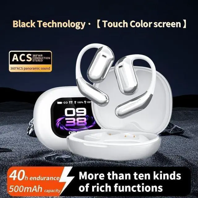 Alt view image 6 of 7 - AI Real-Time Translation Earbuds, Wireless Bluetooth Earbuds with 144 Languages, Two-Way Translator Earbuds, Noise Cancelling, with LCD Touch Screen for Pad Tablet Laptop Android/iOS Phones, Silver