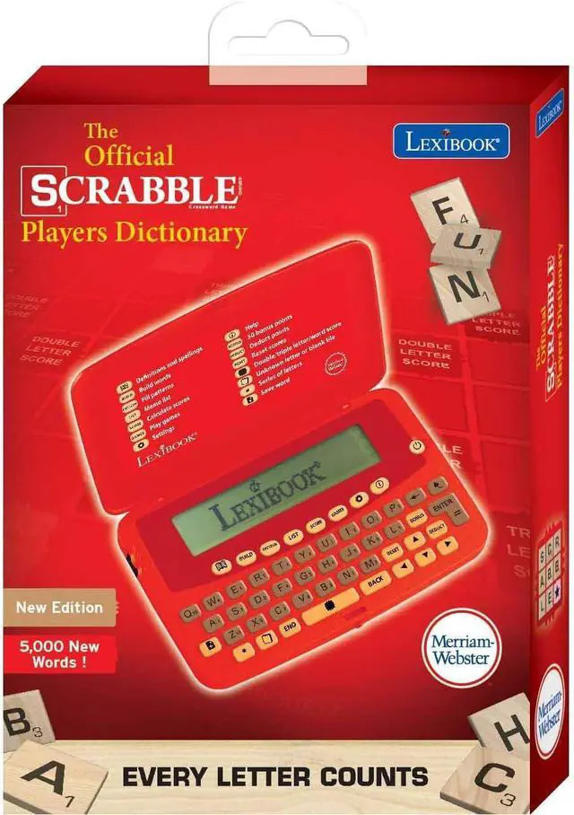 Alt view image 4 of 5 - Lexibook The official Scrabble Players Dictionary, practical, small and weightless format, Built-in jog dial on the left side, Optimize your score, Batterie, Red, SCF-428AUS