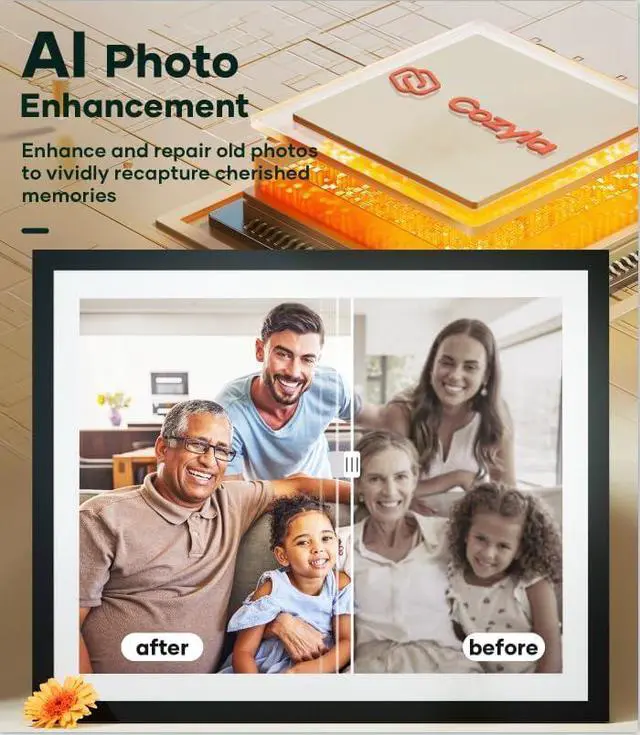 Alt view image 3 of 7 - Cozyla Digital Picture Frame Large 17 Inch Digital Photo Frame Share Pictures via Email Google Photos Web Browser App Electronic Picture Frame Slideshow Free Unlimited Storage Video Picture Frame Mat
