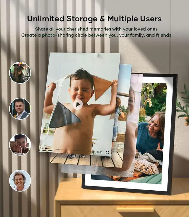 Alt view image 4 of 7 - Cozyla Digital Picture Frame Large 17 Inch Digital Photo Frame Share Pictures via Email Google Photos Web Browser App Electronic Picture Frame Slideshow Free Unlimited Storage Video Picture Frame Mat