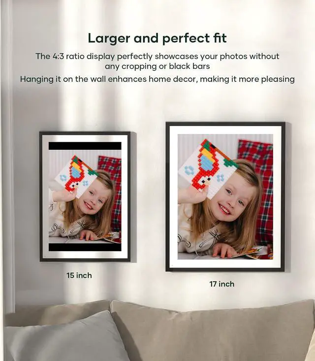 Alt view image 6 of 7 - Cozyla Digital Picture Frame Large 17 Inch Digital Photo Frame Share Pictures via Email Google Photos Web Browser App Electronic Picture Frame Slideshow Free Unlimited Storage Video Picture Frame Mat