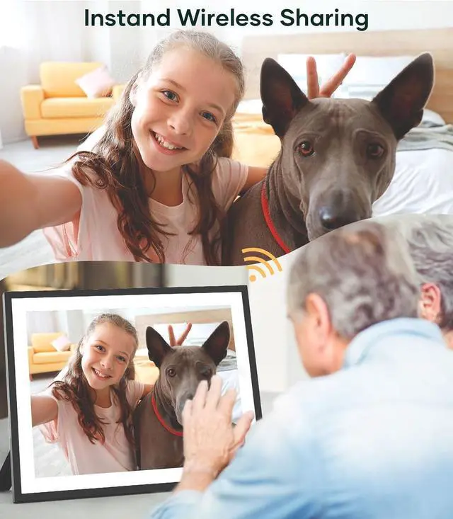 Alt view image 7 of 7 - Cozyla Digital Picture Frame Large 17 Inch Digital Photo Frame Share Pictures via Email Google Photos Web Browser App Electronic Picture Frame Slideshow Free Unlimited Storage Video Picture Frame Mat
