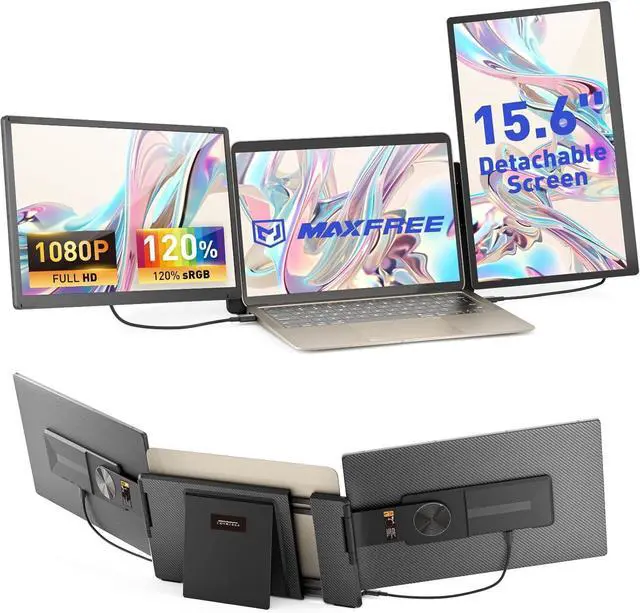 Main image of Maxfree Laptop Screen Extender, 15.6'' 1080P Laptop Monitor Extender, 11 Display Modes, Plug & Play, Detachable Screen Triple Monitor for Laptop 13"-17.3", Compatible with Mac/Windows/Android/Switch