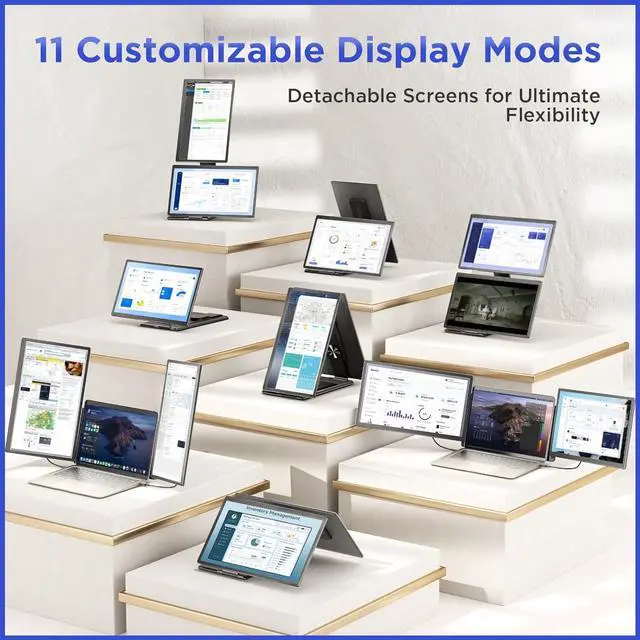 Alt view image 3 of 7 - Maxfree Laptop Screen Extender, 15.6'' 1080P Laptop Monitor Extender, 11 Display Modes, Plug & Play, Detachable Screen Triple Monitor for Laptop 13"-17.3", Compatible with Mac/Windows/Android/Switch