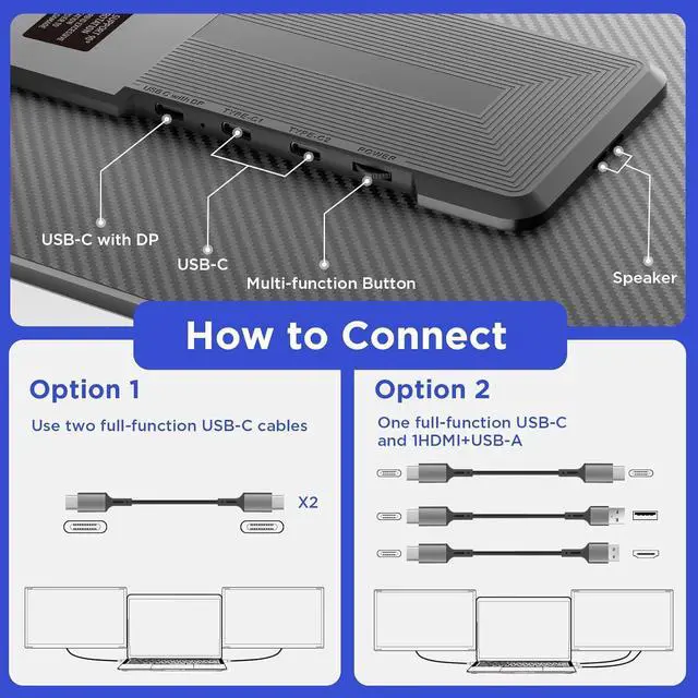 Alt view image 6 of 7 - Maxfree Laptop Screen Extender, 15.6'' 1080P Laptop Monitor Extender, 11 Display Modes, Plug & Play, Detachable Screen Triple Monitor for Laptop 13"-17.3", Compatible with Mac/Windows/Android/Switch