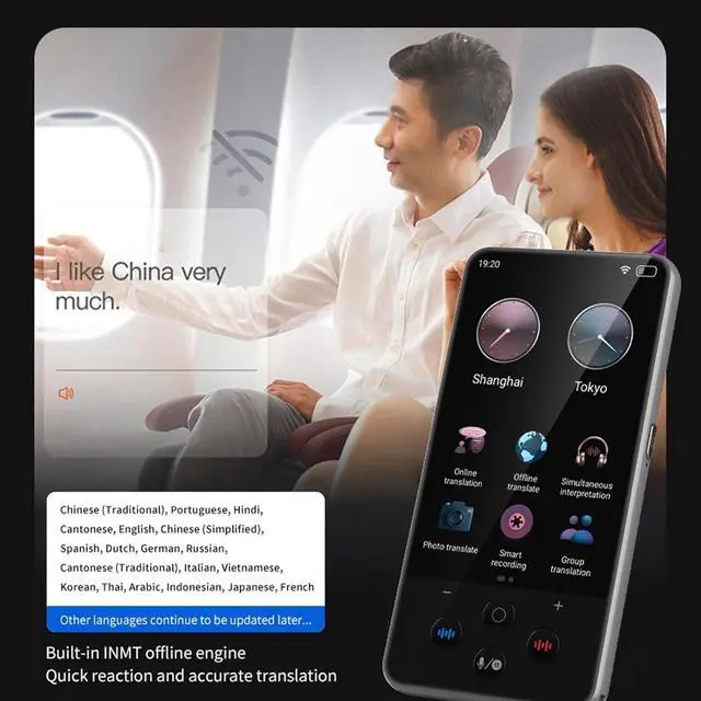 Alt view image 2 of 7 - Translator Device, Languages Translator Device with 1GB 8GB 138 Languages 2 Way Real Time Text Offline Photo Translation 3.97in Touchscreen AI Voice for Travel Business Learning