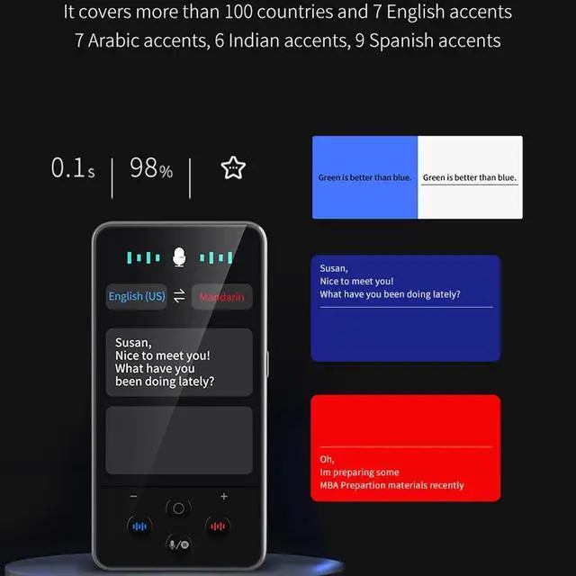 Alt view image 5 of 7 - Translator Device, Languages Translator Device with 1GB 8GB 138 Languages 2 Way Real Time Text Offline Photo Translation 3.97in Touchscreen AI Voice for Travel Business Learning