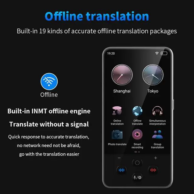 Alt view image 4 of 7 - Language Translator Device with 138 Online Translation, Dual Mic Offline Smart Voice for Work and Study, Touch Screen, Photo Translation, Real-Time Interpretation