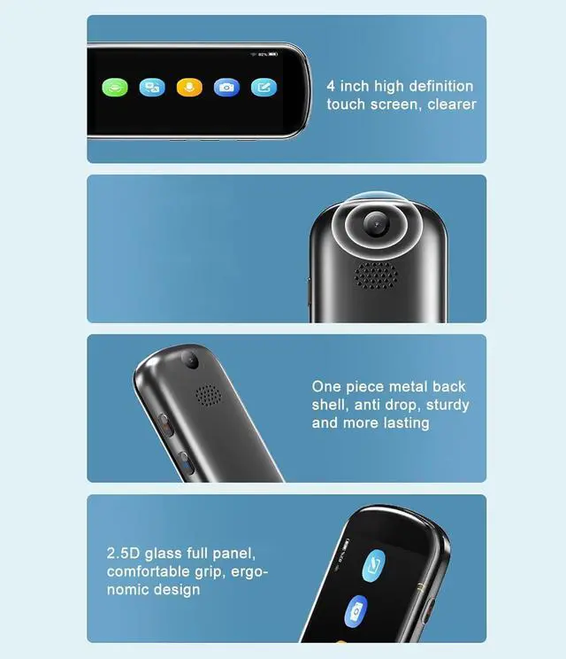 Alt view image 3 of 7 - Translator Pen 112 Languages 4 Inch HD Touchscreen WiFi Hotspot Offline Scanning Translation Device for Travelers Students Business Professionals Black