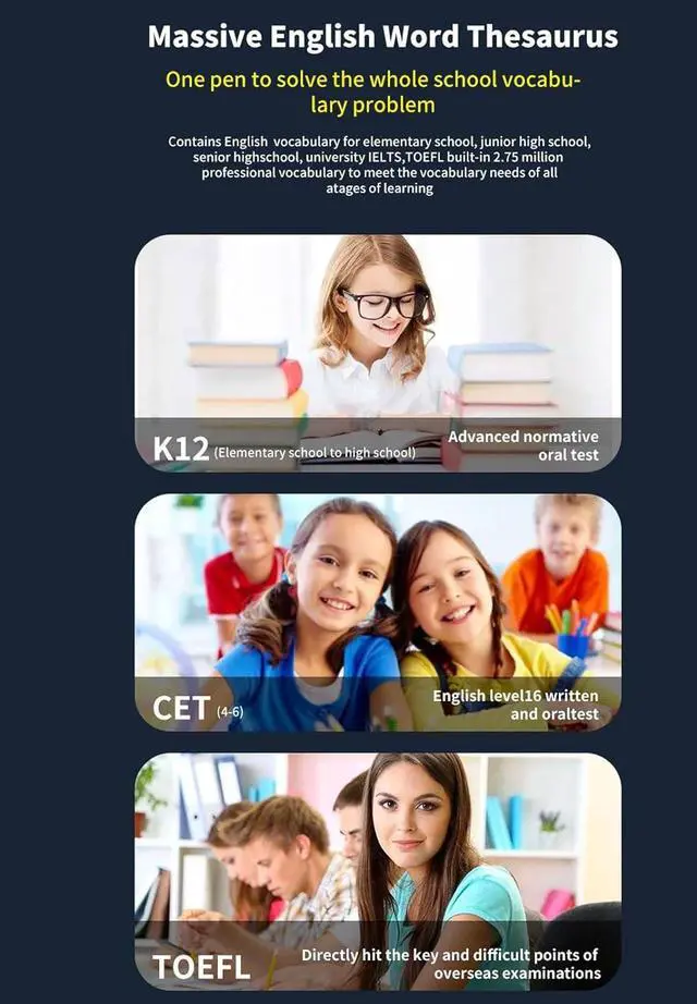 Alt view image 4 of 7 - Scan Translation Pen, OCR Digital Reading Pen Scan Reading Pen Offline Online Smart Reader Portable 2 Way Language Translator Device 5.0in Ultra Big Screen