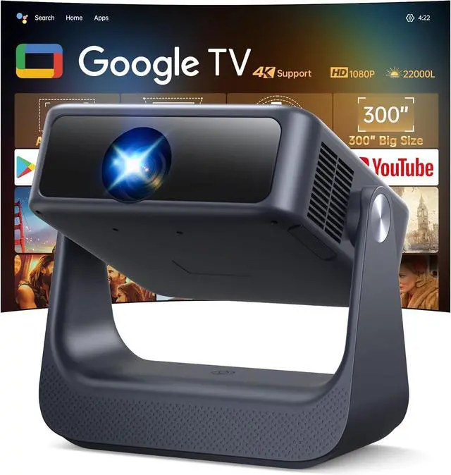 Main image of Buit-in Google TV & Voice ControlSmart Projector with WiFi 6 and Bluetooth, 4K Support Movie Outdoor Projectors Compatible with Netflix/Prime Video/YouTube, Auto Focus Home Proyector 180°Stand