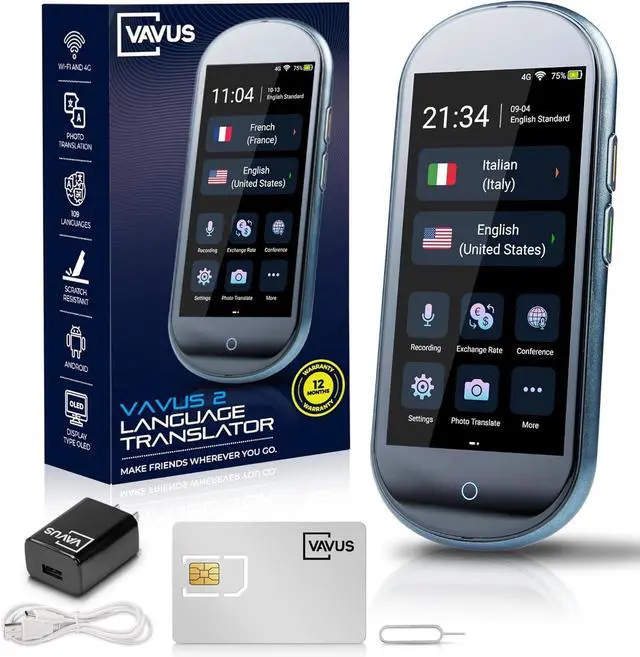 Main image of Language Translator Device with Unlimited Lifetime Global 4G Internet Included - Sim Card, WiFi & Offline Translation - 138 Languages and dialects (Graphite Black)