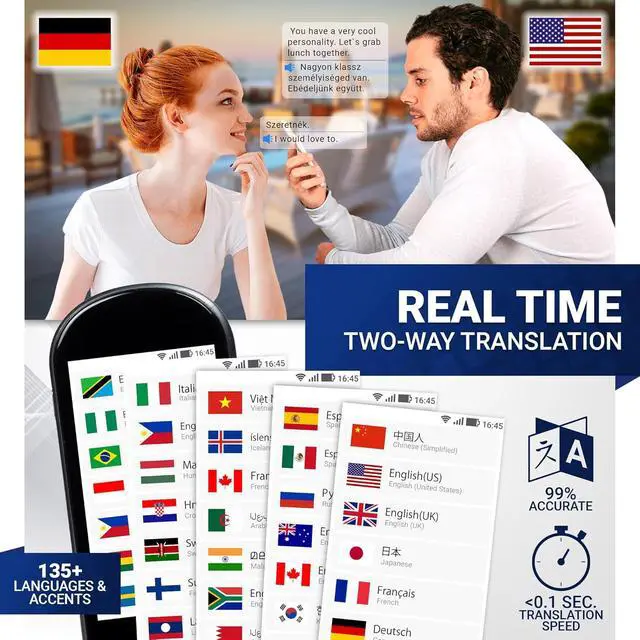 Alt view image 4 of 7 - Language Translator Device with Unlimited Lifetime Global 4G Internet Included - Sim Card, WiFi & Offline Translation - 138 Languages and dialects (Graphite Black)