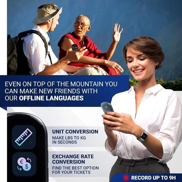 Alt view image 5 of 7 - Language Translator Device with Unlimited Lifetime Global 4G Internet Included - Sim Card, WiFi & Offline Translation - 138 Languages and dialects (Graphite Black)