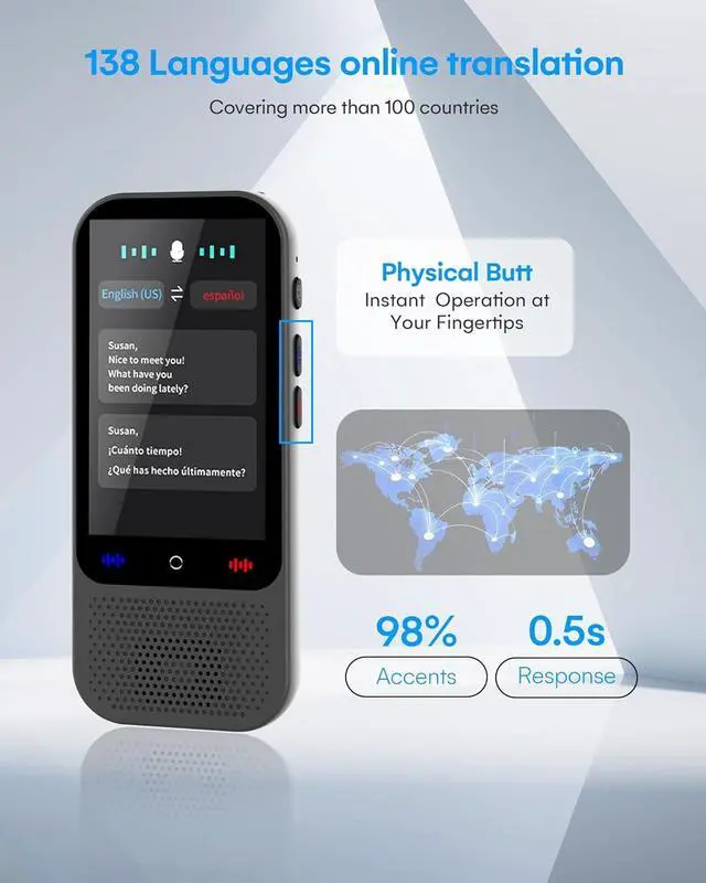 Alt view image 3 of 7 - Language Translator Device No WiFi Needed, Upgraded S80 Pro Ai ChatGpt PortableTranslator with 138 Languages, Real-Time Two-Way Voice Offline/Photo/Translation Device for Travel Business Learning