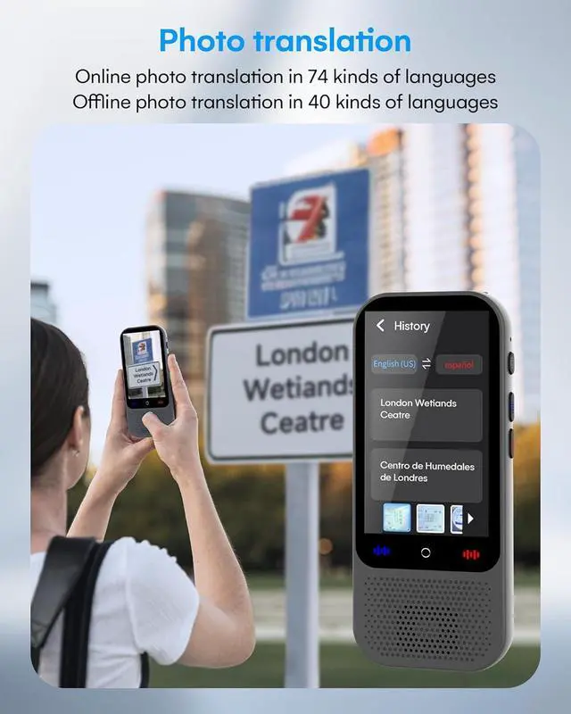 Alt view image 6 of 7 - Language Translator Device No WiFi Needed, Upgraded S80 Pro Ai ChatGpt PortableTranslator with 138 Languages, Real-Time Two-Way Voice Offline/Photo/Translation Device for Travel Business Learning