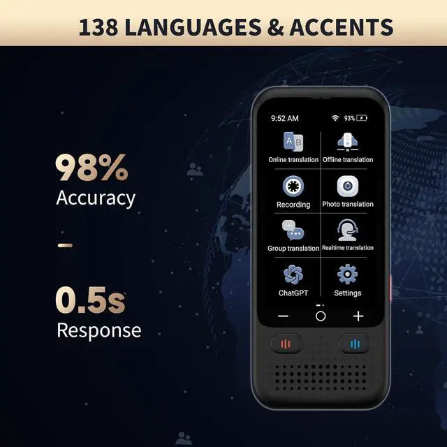 Alt view image 3 of 7 - Language Translator Device, Upgraded ChatGpt AI Translator No WiFi Needed, 150+ Languages Two Way Real-Time Voice Translation, Offline&Recording&Photo Translation for Travel Business Learning