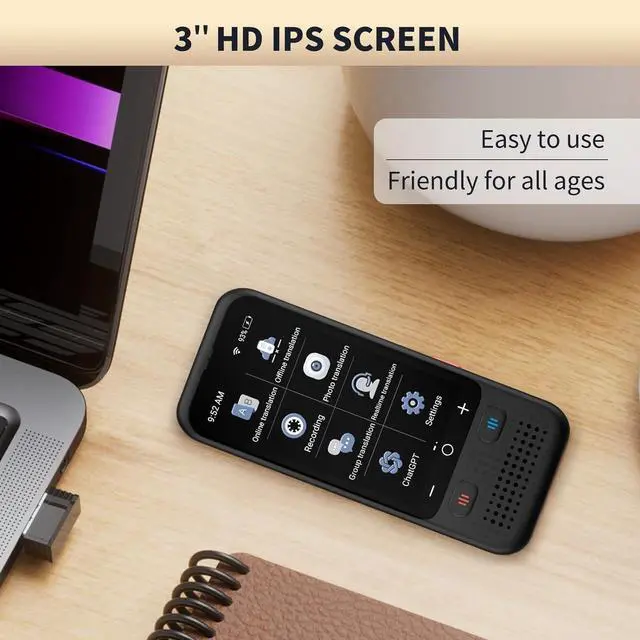 Alt view image 5 of 7 - Language Translator Device, Upgraded ChatGpt AI Translator No WiFi Needed, 150+ Languages Two Way Real-Time Voice Translation, Offline&Recording&Photo Translation for Travel Business Learning