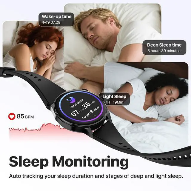 Alt view image 4 of 7 - AI ChatGPT Translator Watch, Fitness Tracking, Heart Rate & Sleep Monitor, OLED Display, Titanium Alloy IP68 Waterproof, Multi-Sport Modes, Black