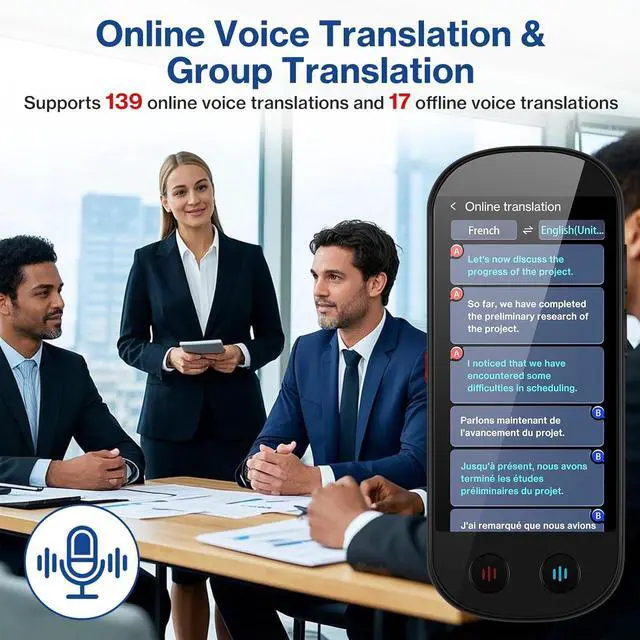 Alt view image 7 of 7 - Language Translator Device, Real-Time 2-Way VoiceTranslation in 139 Languages, Support Offline Mode and Photo Translation, Handheld AI Translator for Travel, Study