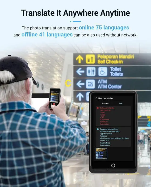 Alt view image 3 of 6 - Language Translator Device,AI Inteligente Translator 2025,Support 139 Languages and Accents Portable Instant Translation with 4.1Screen,Upgraded Chip,16GB Storage Space for Travel Business Learning
